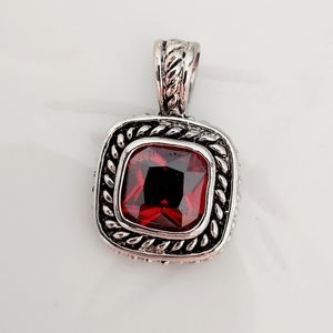 🔴3/$20 Silver Pendant With Red Stone
